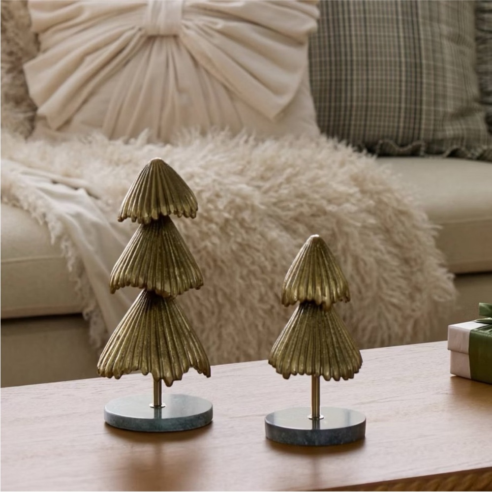Metal Christmas Trees with Marble Base Gold Lg & Sm - Threshold Studio McGee